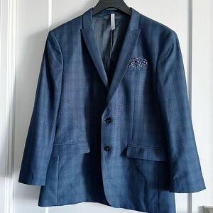 Zara Navy Checkered Blazer Men 44
